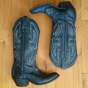 Boulet Navy leather cowboy boots 6 1/2